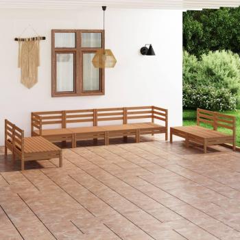 Juego de muebles de jardín 8 piezas madera maciza pino marrón miel