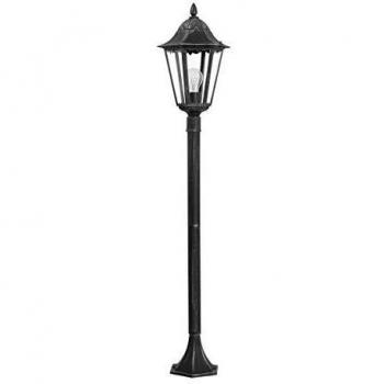 Lámpara de Jardín Navedo Alta 1 Luz Aluminio Negro y Plata IP44 E27 120 cm