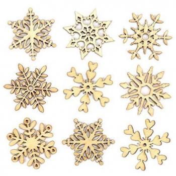 Baker Ross AV677 Copos de Nieve de Madera en Miniatura para Manualidades y Decoraciones Navideñas, Pack de 45