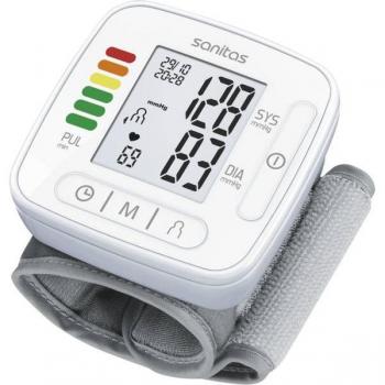 Sanitas SBC 22 Monitor de Presión Arterial Automático para Muñeca, 1 usuario, pantalla digital, memoria para lecturas anteriores, detección de arritmias, indicador de hipertensión