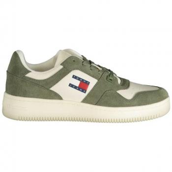 Tommy Hilfiger Men's Green Sporty Sneakers with Contrast Details - Size 7 US