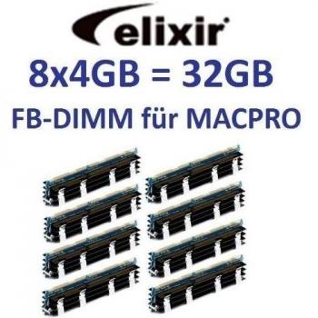 Elixir Original 8 x 4 GB = 32 GB Kit 240 pin FB-DIMM DDR2 - 800 PC2 - 6400 128 MX4 X 36 Double Side