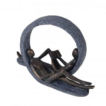 Escultura Decorativa Casablanca Momento de Relax - Dekofigur de Resina con Acabado Bronce, Altura 22 cm, Incluye Letrero Motivacional para Sala de Estar