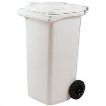 Bidón Cuadrado de Basura con Ruedas 120 Litros Blanco