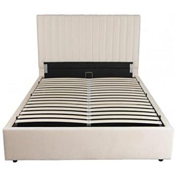 Cama con arcón 'Mia' - 140 x 190 cm - Beige - Rango integrado