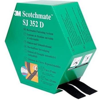 3M Sistema de cierre reposicionable SJ352D - es una alternativa sencilla a cremalleras, tornillos, broches, enganches, pasadores - 2 x 25mm X 5m, negro