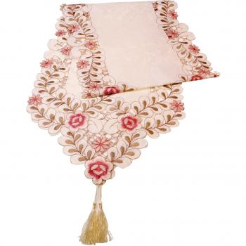Sin Marca 150x40cm Camino de mesa mantel bordado calado de flor rosada tapicería para boda casa
