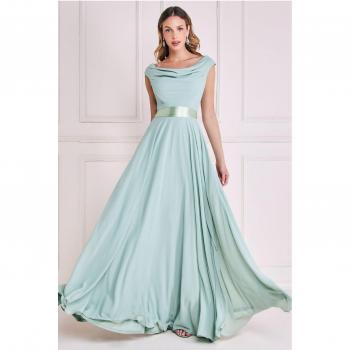 Goddiva Cowl Neck Chiffon Maxi Dress - Sage Green