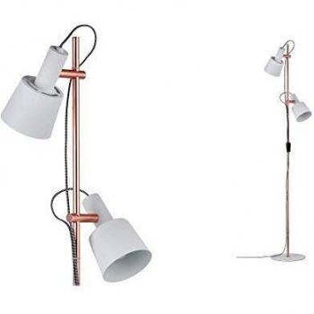 Lámpara de pie Neordic Haldar 2 brazos E14 max. 2x20W blanco/cobre mate metálica
