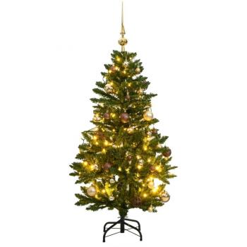 vidaXL Artificial Hinged Christmas Tree with 150 LEDs & Ball Set, 150 cm
