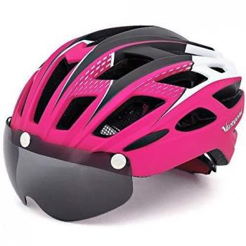 VICTGAOL Casco Bicicleta Helmet Bici Ciclismo para Adulto con Luz Trasera LED Visera Extraíble Hombres Mujeres Adultos de Bicicleta para Montar