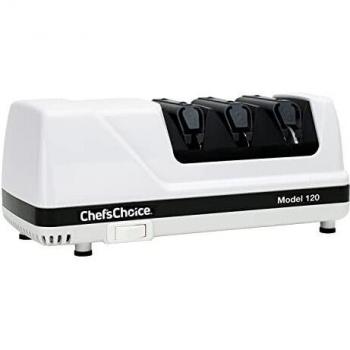 EdgeCraft Chef'sChoice 120 Diamond Hone EdgeSelect Professional Electric Knife Sharpener with Precision Guides for Straight and Serrated 20-Degree Knives, 3-Stage Sharpening, Diamond Abrasives, Made in USA - White