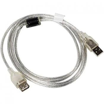 Extensor de Cable USB Lanberg CA-USBE-12CC-0018-TR con Conectores Macho a Hembra, Ferrita, Transparente y Longitud de 1.8 Metros