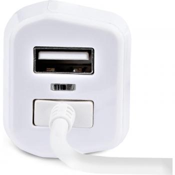 StarTech.com USBLT2PCARW Cargador de Coche con Cable Rizado Lightning, 1m, 12W, Blanco, 2 Puertos USB