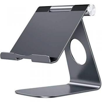 OMOTON Soporte Tablet Ajustable, Multi-Ángulo Base Tablet de Aluminio para Nuevo iPad Pro 1/2/3/4, iPad Mini 2/3/4/5/6, iPad Air 1/2/3/4, Samsung Tab, Kindle y Otras Tabletas de 7-13 Pulgadas, Gris