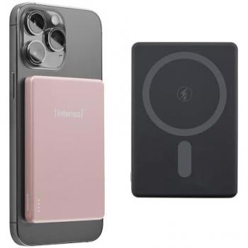 Powerbank Magnético Intenso MW5000 - Batería Externa 5000 mAh, Carga Inalámbrica 15W, USB-C PD 20W, Compacta y Delgada, Color Rosado