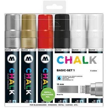 Marcador de Tiza Molotow 15 mm - Set Básico de 6 Unidades Recargables