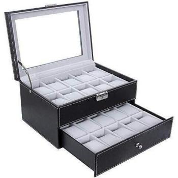 SONGMICS Caja para 20 de Relojes, Joyería Soporte de Exhibición de Relojes color negro JWB020
