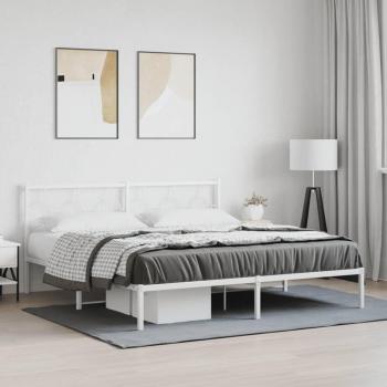 Cama de metal con cabecero blanco 180x200 cm