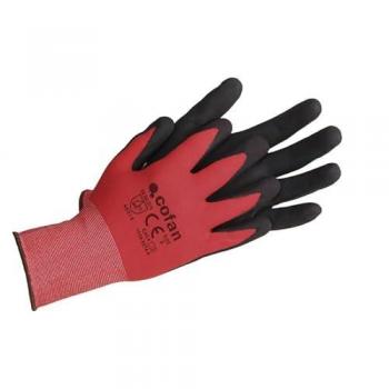 Guantes de Nitrilo Sandy Coating Color Rojo y Negro Talla 7 en Packs de 12 Pares COFAN