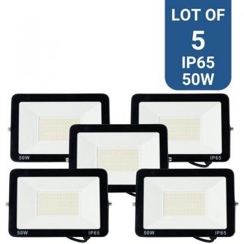Pack de 5 Proyectores LED Exterior 50W - 95lm/W - IP65 - Blanco Cálido