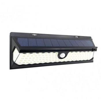 Aplique Solar 6500k Kira Negro 1100 Lm Ip65 con Sensor de Movimiento y Crepuscular