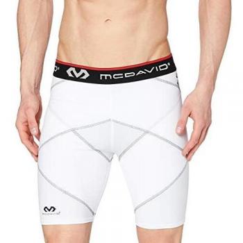 McDavid Compresión CROS Short, Hombre, Blanco, S
