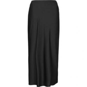 Falda Midi Satinada Ellette Negra con Cintura Elástica - Talla 40