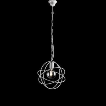 Lámpara Colgante Deco de Hierro Blanco y Plata 1 Bola de Luz 29x h32 cm Serie Williams