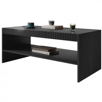 Mesa de centro angular Charlotte J102, Aglomerado laminado antracita, 120 x 57 x 51 cm