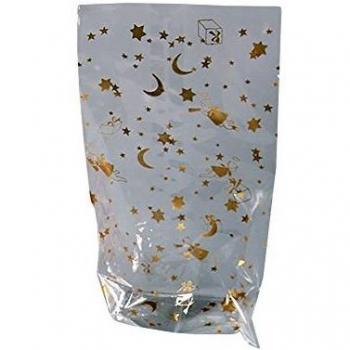 Folia- Bolsas de celofán con impresión navideña, Aprox. 18 x 30 cm, 10 Unidades, Color Transparente, 18 x 30