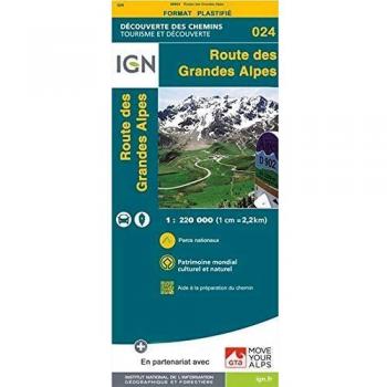 Mapa plastificado de la Ruta de los Grandes Alpes 1:220.000 IGN