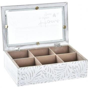 Caja de infusiones DKD Home Decor Cristal MDF (24 x 15 x 7 cm)