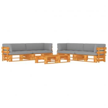 Sofá de palets de madera de pino impregnada en miel con 6 piezas y almohadas