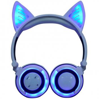 Auriculares Inalámbricos Bluetooth con Orejas de Gato y Micrófono Brillante, Luz LED, para Niños y Adultos - JINSERTA