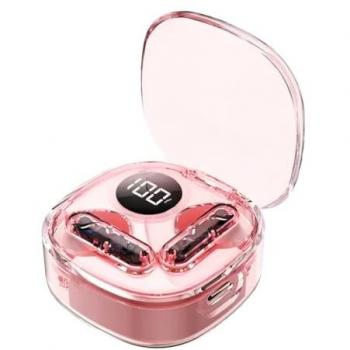 Auriculares Inalámbricos Bluetooth 5.3 EDR Klack KAPRO138 Rosa con Pantalla Digital y Iluminación LED Transparente