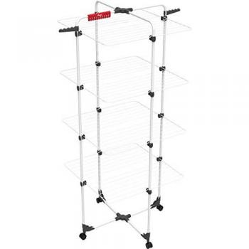Tendedero Vertical Vileda Mixer 4 - 40 m, 8 Estantes Independientes, 4 Niveles, Ruedas Giratorias, Acero Inoxidable