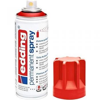 edding 5200 spray permanente - rojo tráfico mate - 200 ml - pintura acrílica para pintar y decorar vidrio, metal, madera, cerámica, plástico, lienzo - aerosol, spray acrílico, spray de pintura