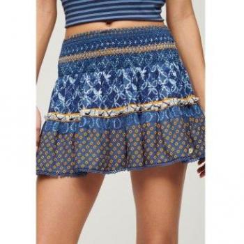 Falda corta estampada fruncida Superdry en tonos multicolores