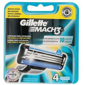 Gillette Mach3 Recambio de Maquinilla de Afeitar para Hombre - 4 Recambios