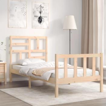 Cabecero único redondo de madera maciza Waistbed con estructura de cama en color marrón Vidaxl