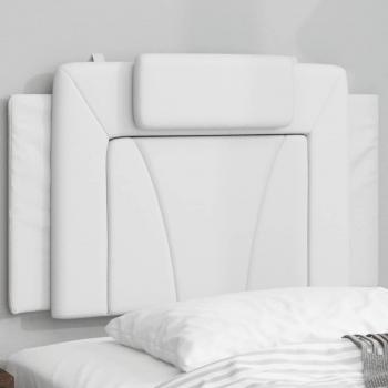 Cojín Cabecero Acolchado de Cuero Sintético Blanco 90 cm