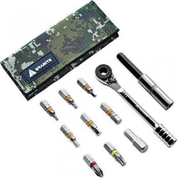 Kit de Herramientas Mini Ratchet Granite Rocknroll - Camo Verde, Multiusos y Cordura