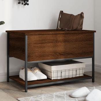 Banco de almacenamiento de madera multicapa en color roble marrón, dimensiones 70x42,5x47 cm