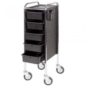 Carro de Trabajo Efalock Piccolo 84/5 con Ruedas Grandes y Cestos de Almacenamiento, Color Negro