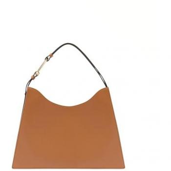 Furla Nuvola Shoulder Bag with Arcosfera Hardware, Leather, 40 cm, Brown, Female, Size: ONE SIZE