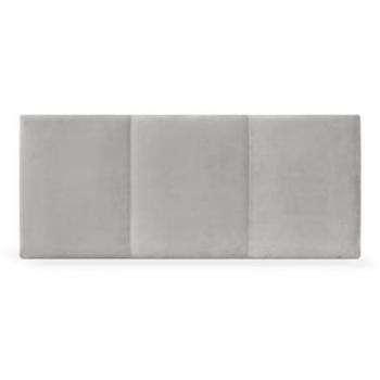 Cabecero de Terciopelo Modular Liso Alta Gama Sofisticado Acolchado 90x50cm para Cama de Lujo en Gris Claro