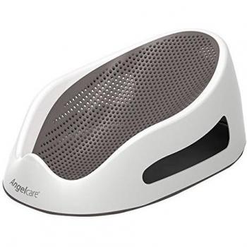 Hamaca para baño Angelcare gris medio liso con diseño ergonómico, material antideslizante, soporte seguro y cómodo para bebés, adecuado desde el nacimiento hasta aproximadamente 6 meses
