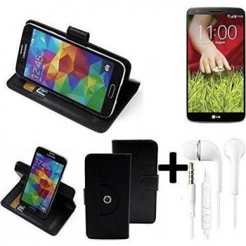 TOP SET: 360° Funda Smartphone para LG Electronics G2, negro + Auriculares | Función de stand Caso Monedero BookStyle mejor precio, mejor funcionamiento - K-S-Trade | Funda Universal Caso Monedero cubierta del tirón Monedero Monedero