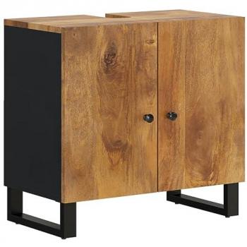 Mueble de lavabo madera mango y madera ingeniería 62x33x58 cm Marrón